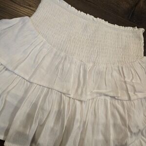 Hayden Girl's Smocked White Ruffle Tiered Mini Skirt Size Small